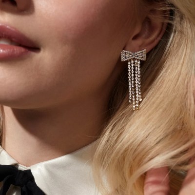 bowTassel Earrings for Women Korean Crystal Leaf Drop Earring Girls Accessories Statement Gold Color Brincos Jewelry Gifts