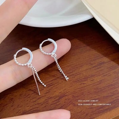 S925 Silver Modern Geometric Chain Drop Earrings New Trendy Niche Design Elegant Cool Minimalist Style Jewelry Gift for Women